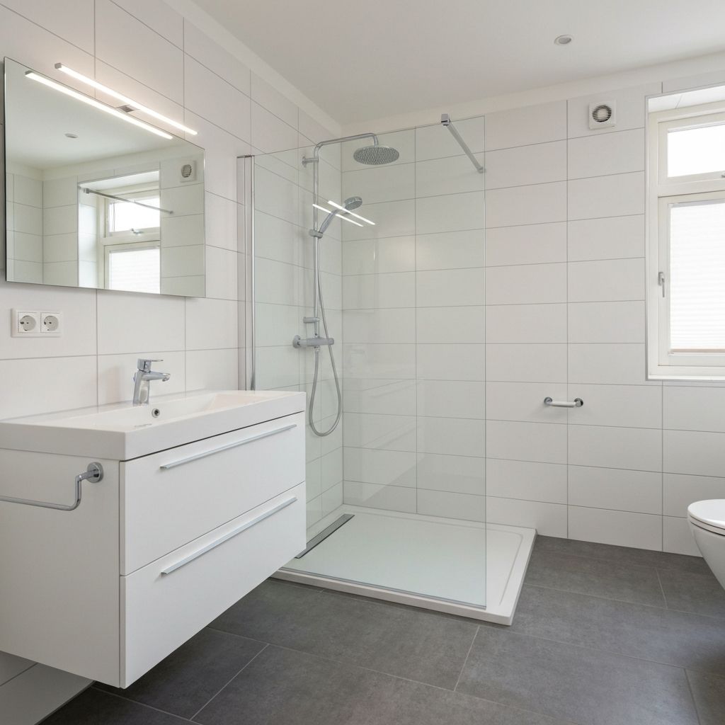 Luxe gerenoveerde badkamer met regendouche door Smans