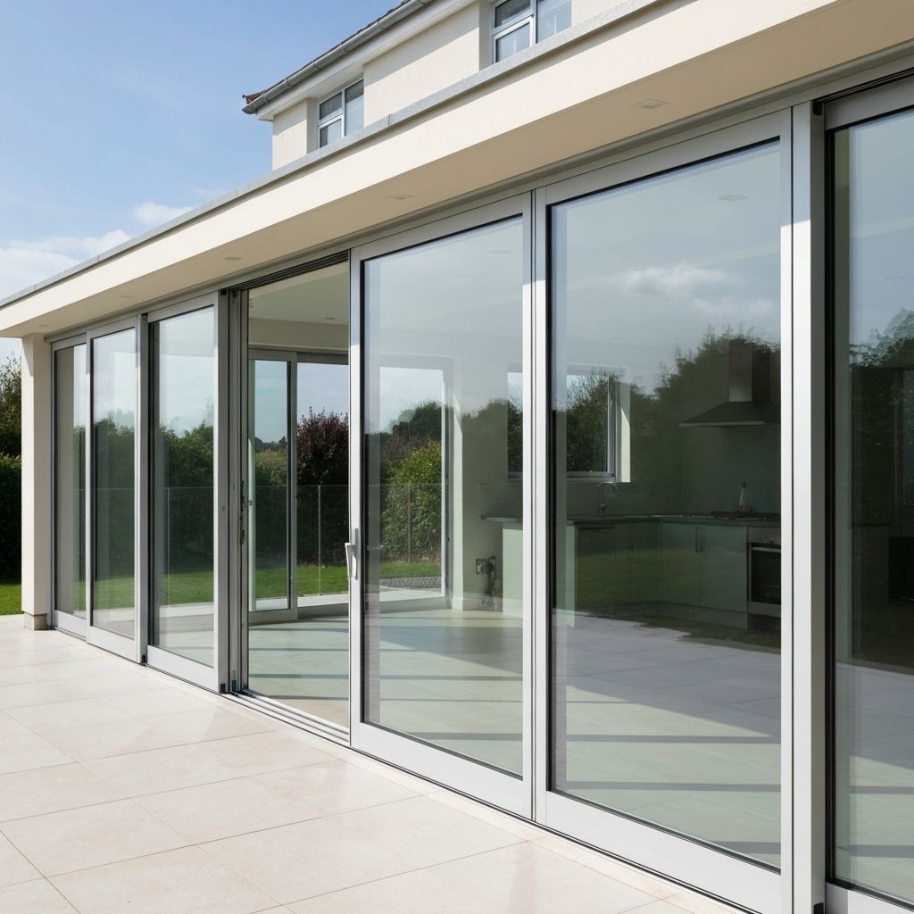 Grote schuifpui in moderne aanbouw met aluminium kozijnen in Ulvenhout